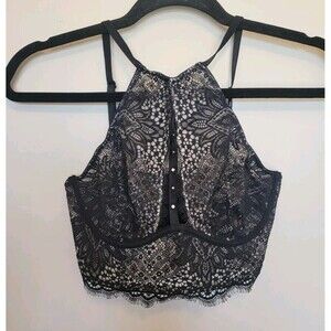 Victorias Secret Womens Very Sexy High Neck Unlined Lace Plunge Bra Size 34B NWT